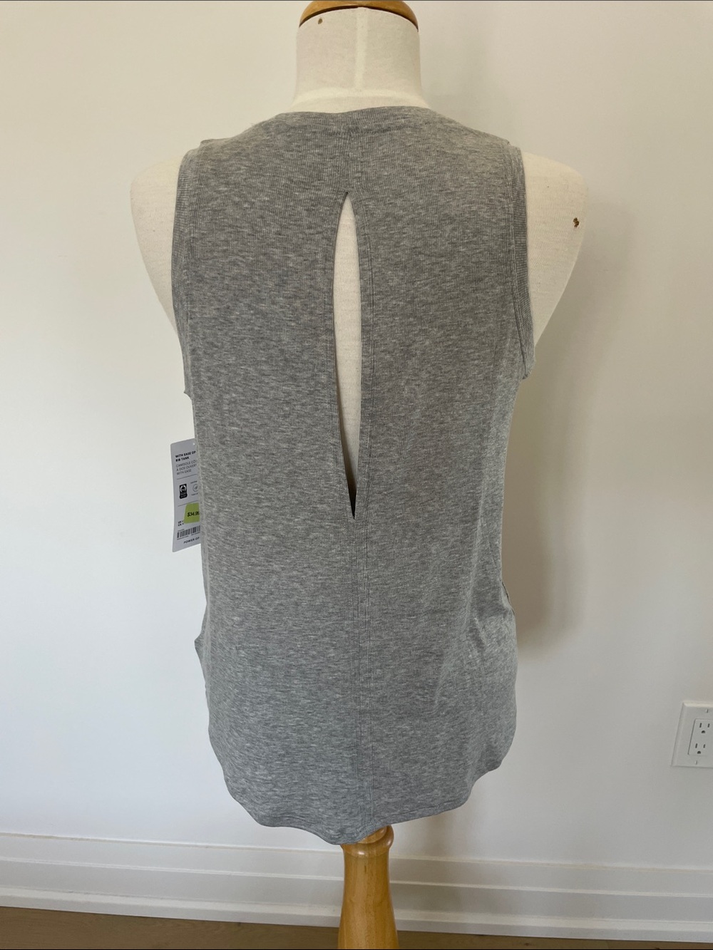 Athleta Gray Ribbed High-Neck Tank Top